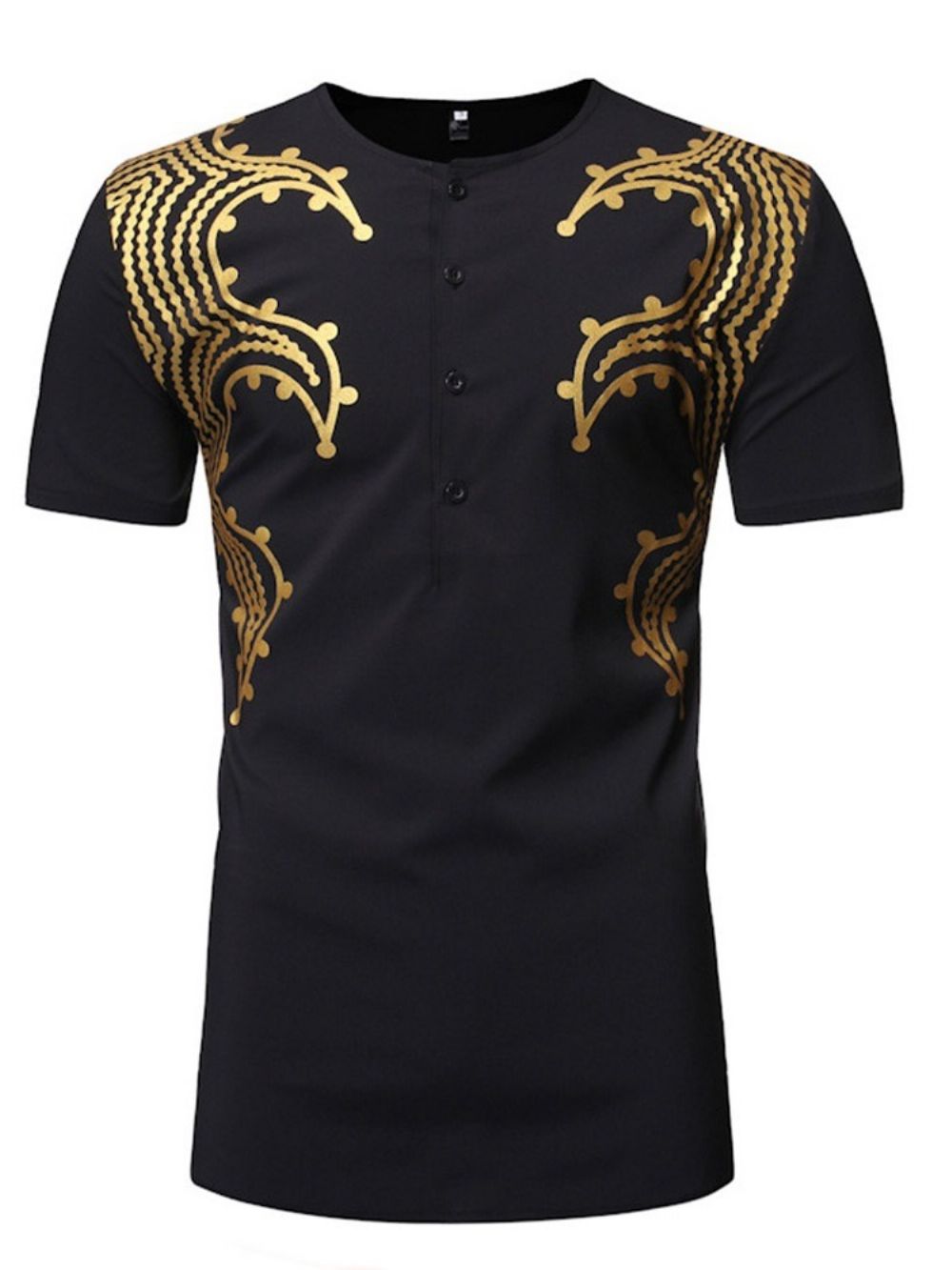 Camiseta Masculina De Manga Curta Africana Fashion Dashiki Gola Redonda Reta