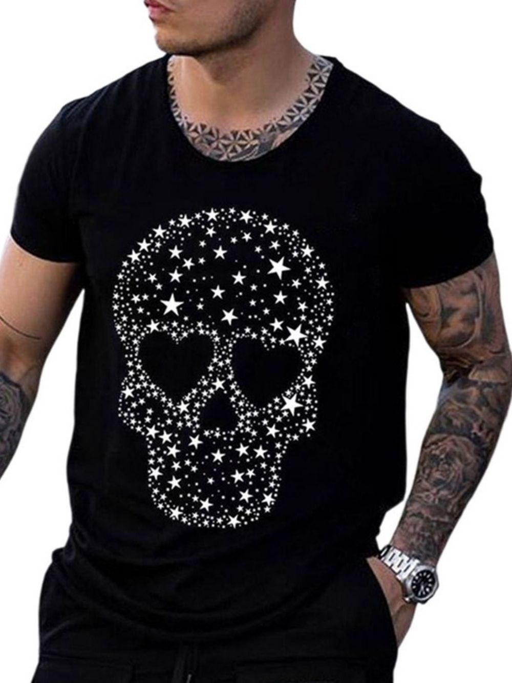 Camiseta Masculina Manga Curta Com Estampa Casual Gola Redonda