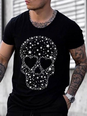 Camiseta Masculina Manga Curta Com Estampa Casual Gola Redonda