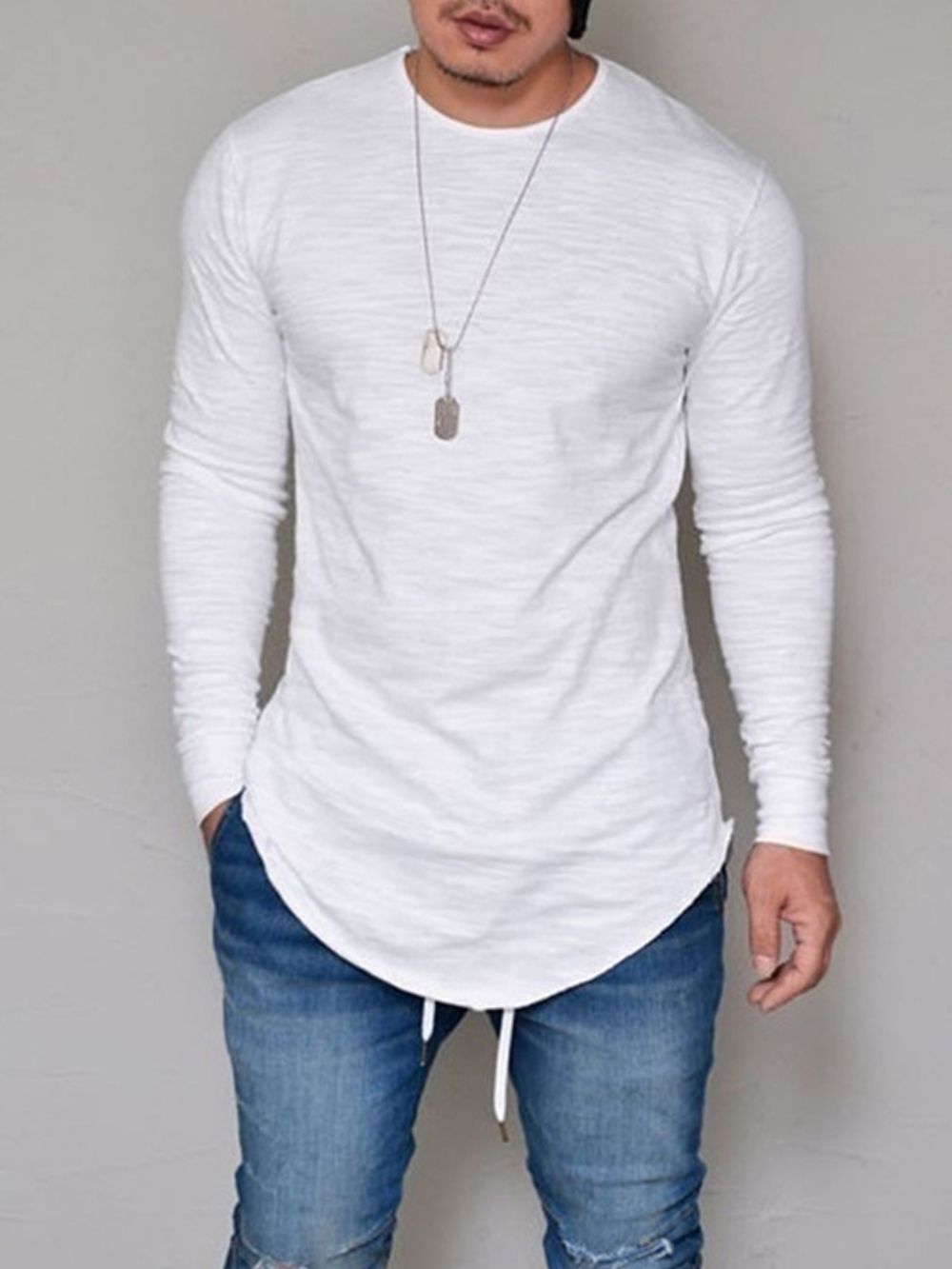 Camiseta Masculina Simples Com Gola Redonda