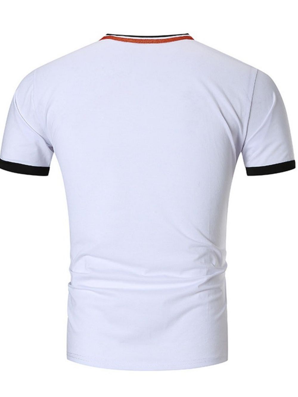 Camiseta Masculina Slim Com Decote Em V E Botão Color Block