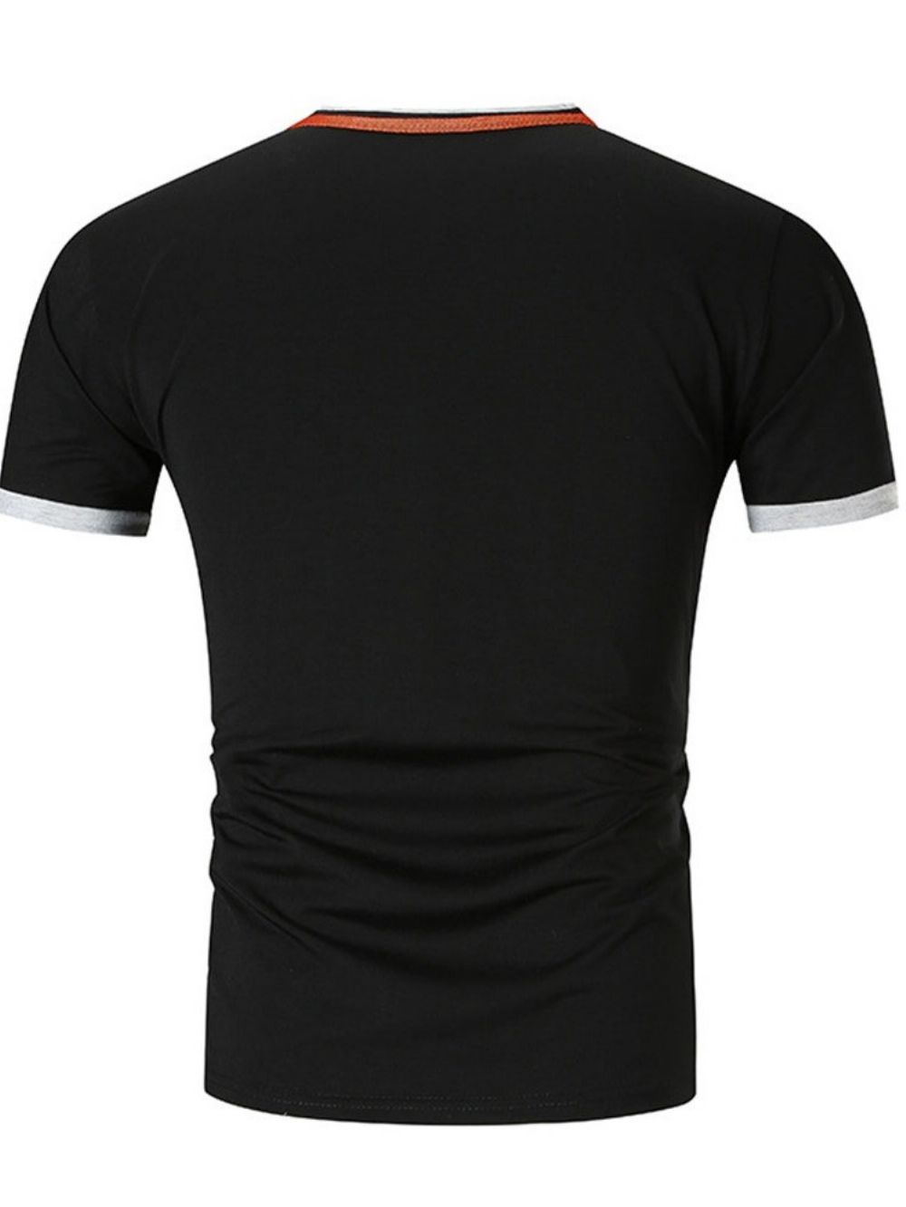 Camiseta Masculina Slim Com Decote Em V E Botão Color Block