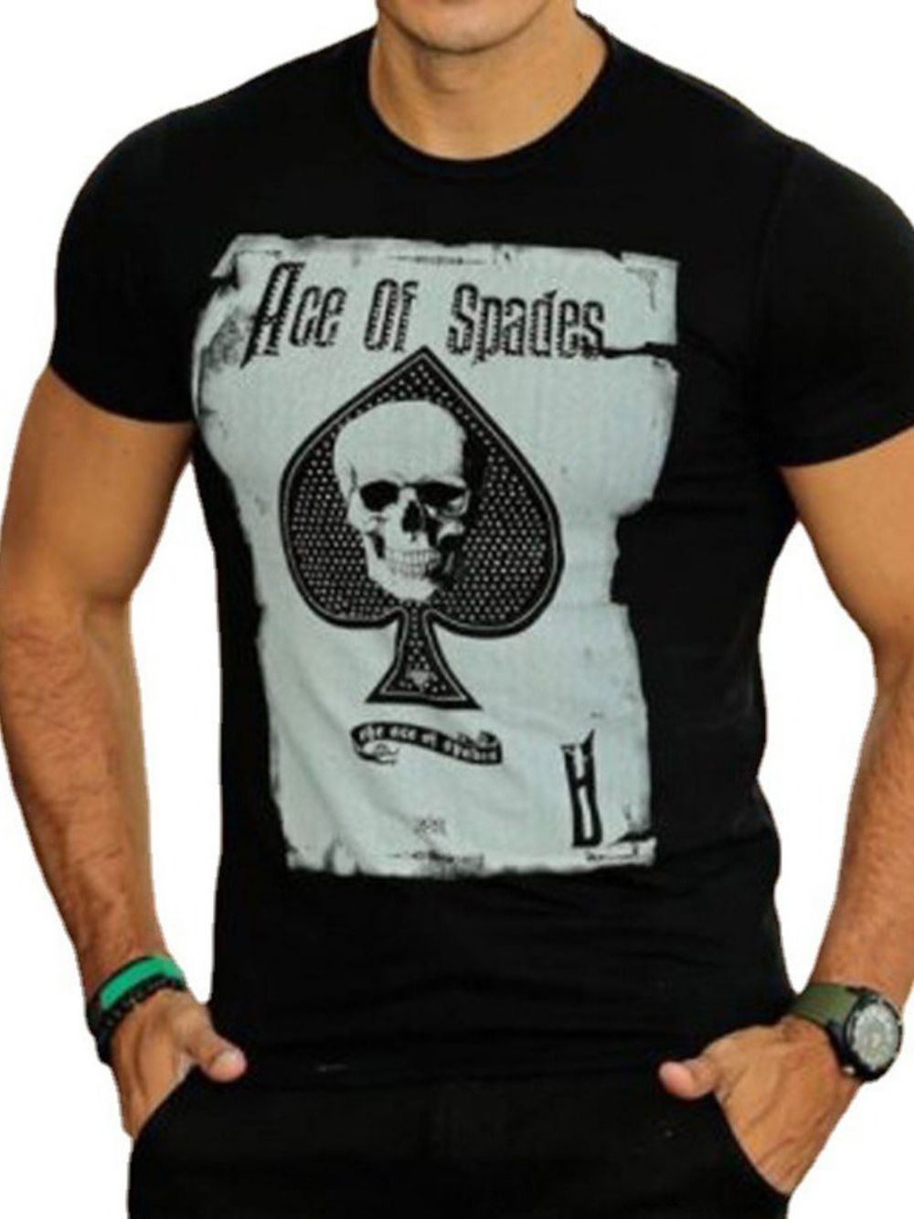 Camiseta Masculina Slim Com Estampa De Caveira Casual Gola Redonda