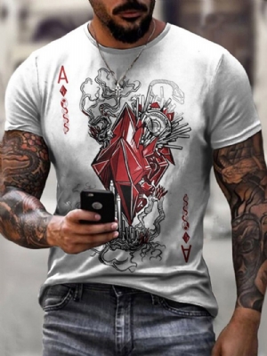 Camiseta Masculina Slim Com Estampa De Gola Redonda Casual Manga Curta