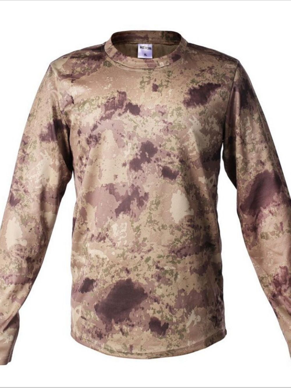 Camiseta Masculina Slim Com Estampa De Gola Redonda E Camuflagem Manga Longa