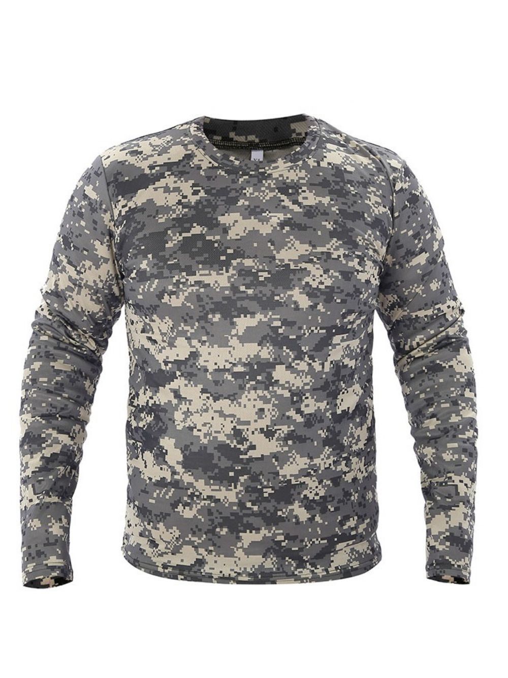 Camiseta Masculina Slim Com Estampa De Gola Redonda E Camuflagem Manga Longa