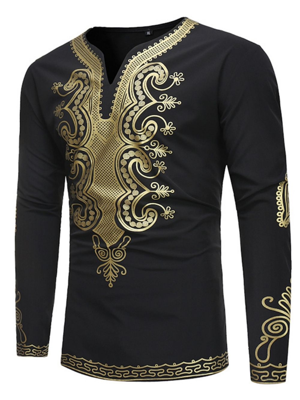 Camiseta Masculina Slim Fit Com Estampa Africana Moda Dashiki