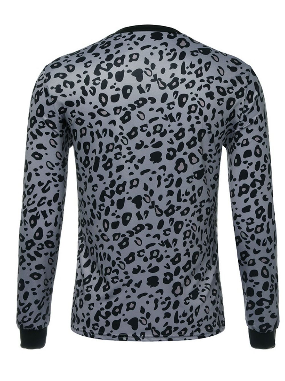 Camiseta Masculina Slim Manga Longa Gola Redonda Moda Leopardo