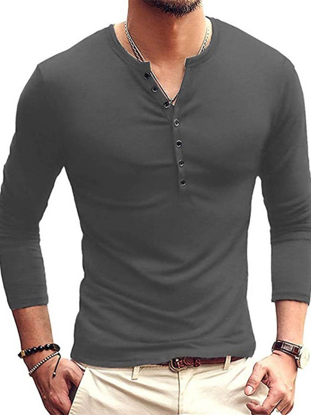 Camiseta Masculina Slim Pulôver Europeia Simples