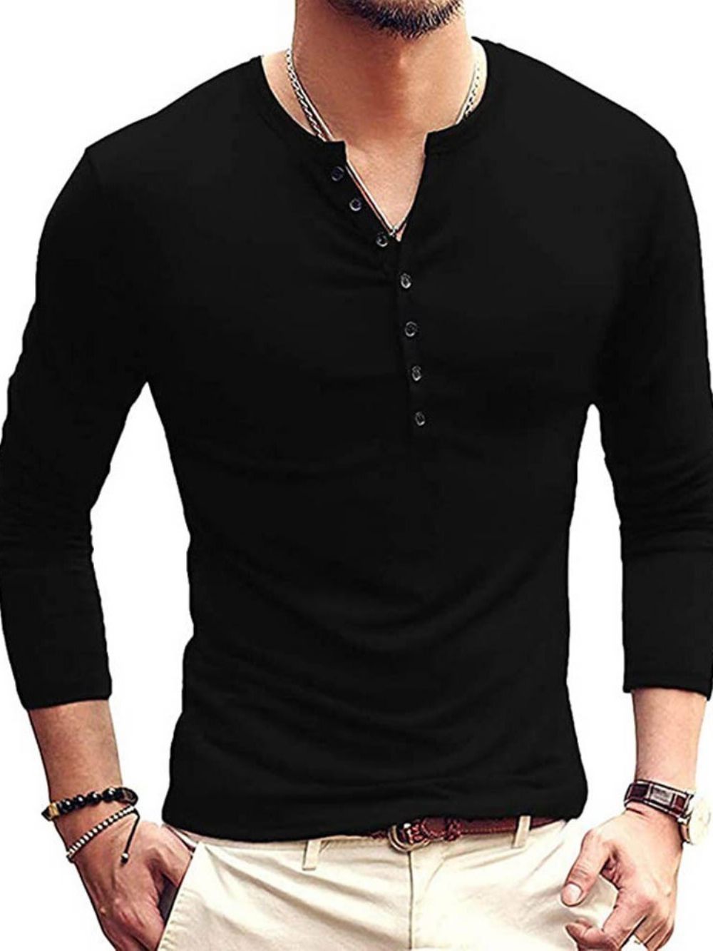 Camiseta Masculina Slim Pulôver Europeia Simples