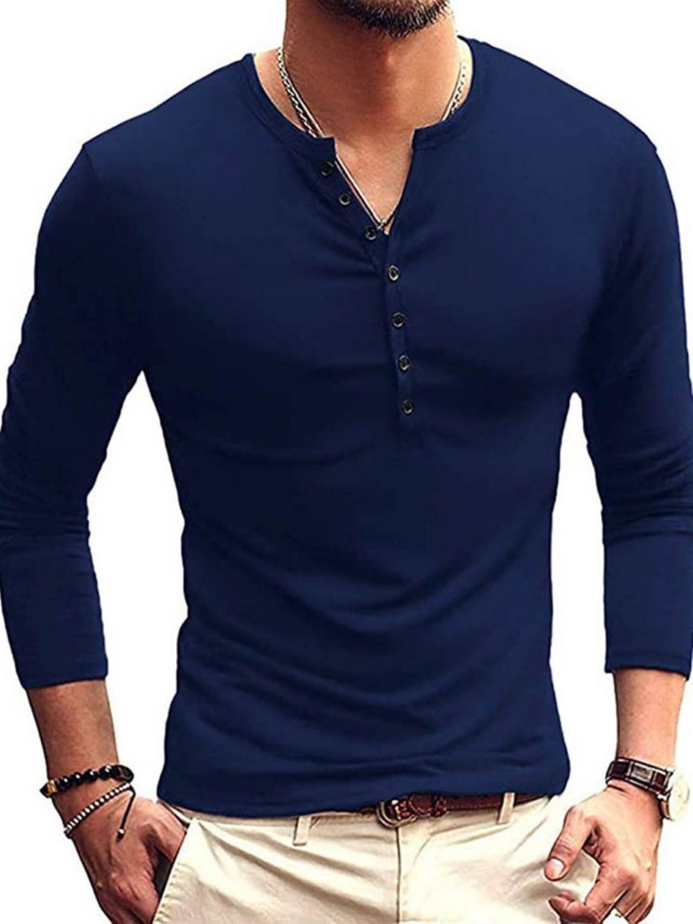 Camiseta Masculina Slim Pulôver Europeia Simples