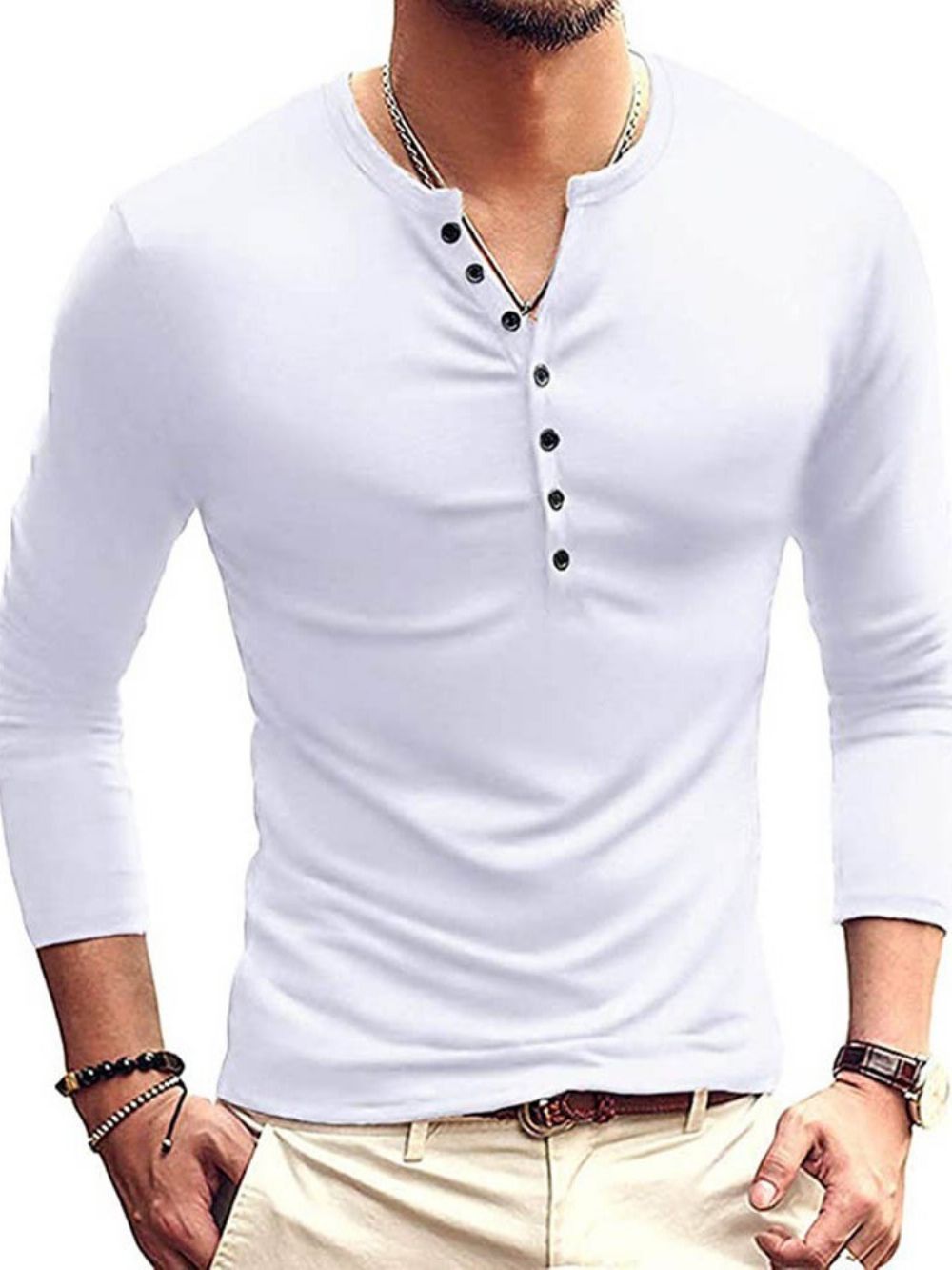 Camiseta Masculina Slim Pulôver Europeia Simples