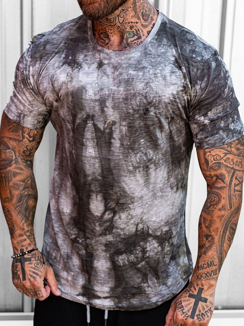 Camiseta Pulôver Casual Slim Com Gola Redonda Tie-Dye