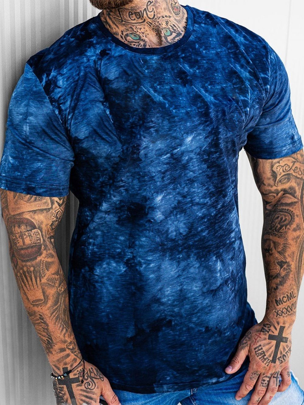 Camiseta Pulôver Casual Slim Com Gola Redonda Tie-Dye