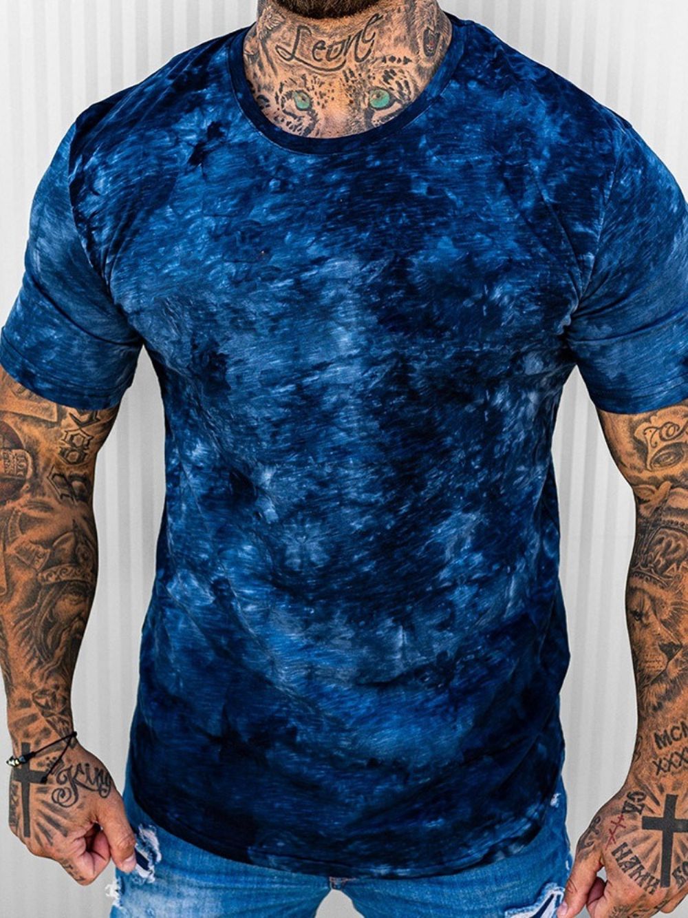 Camiseta Pulôver Casual Slim Com Gola Redonda Tie-Dye