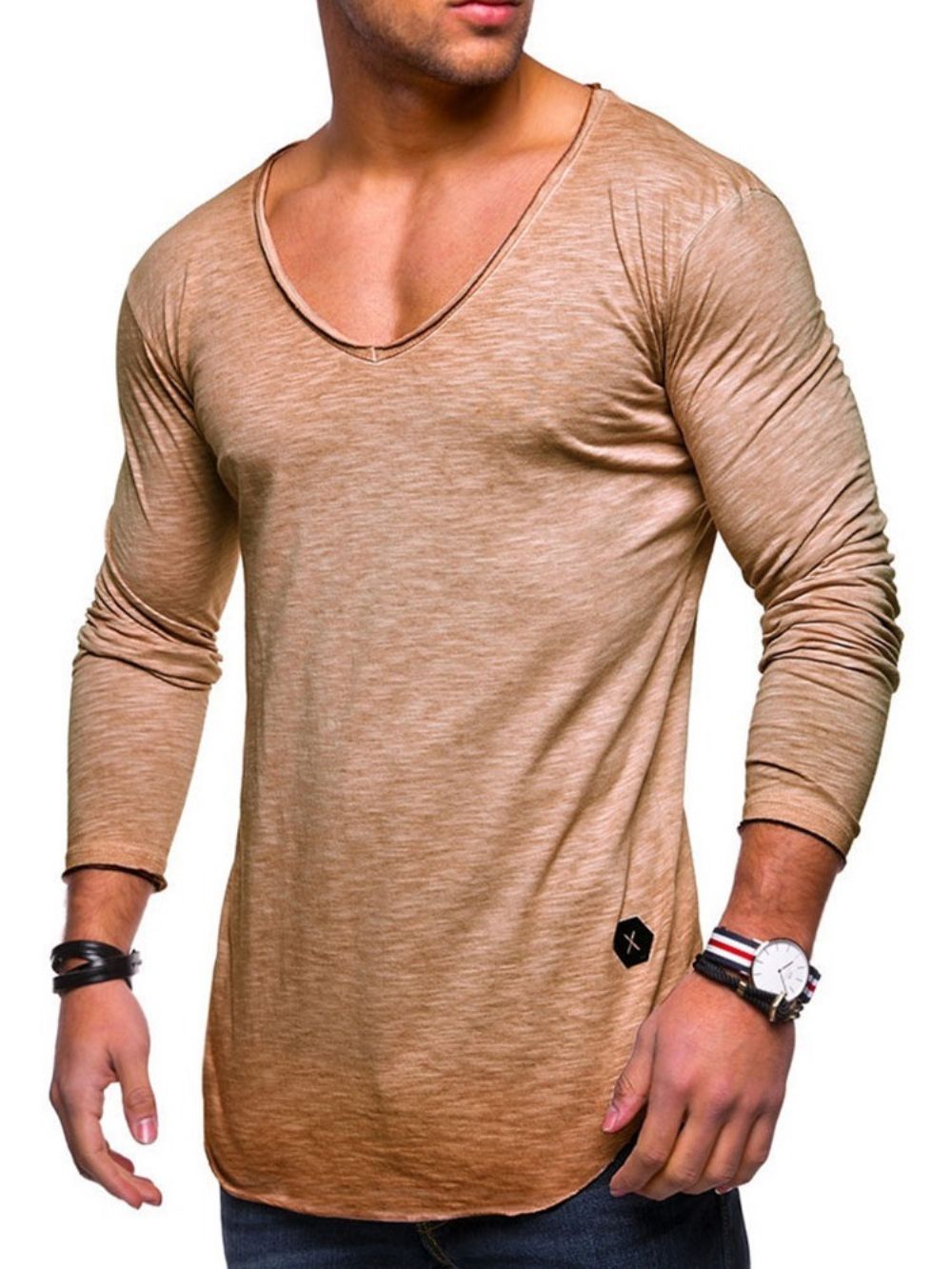 Camiseta Pulôver Simples Casual Manga Longa