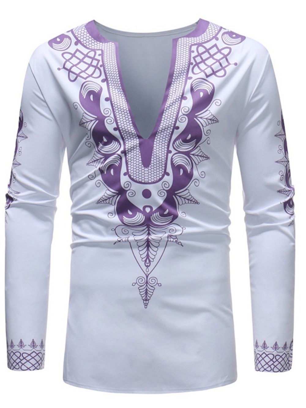 Camisetas Masculinas Casuais Com Estampa De Dashiki Moda Africana Com Decote Em V Profundo