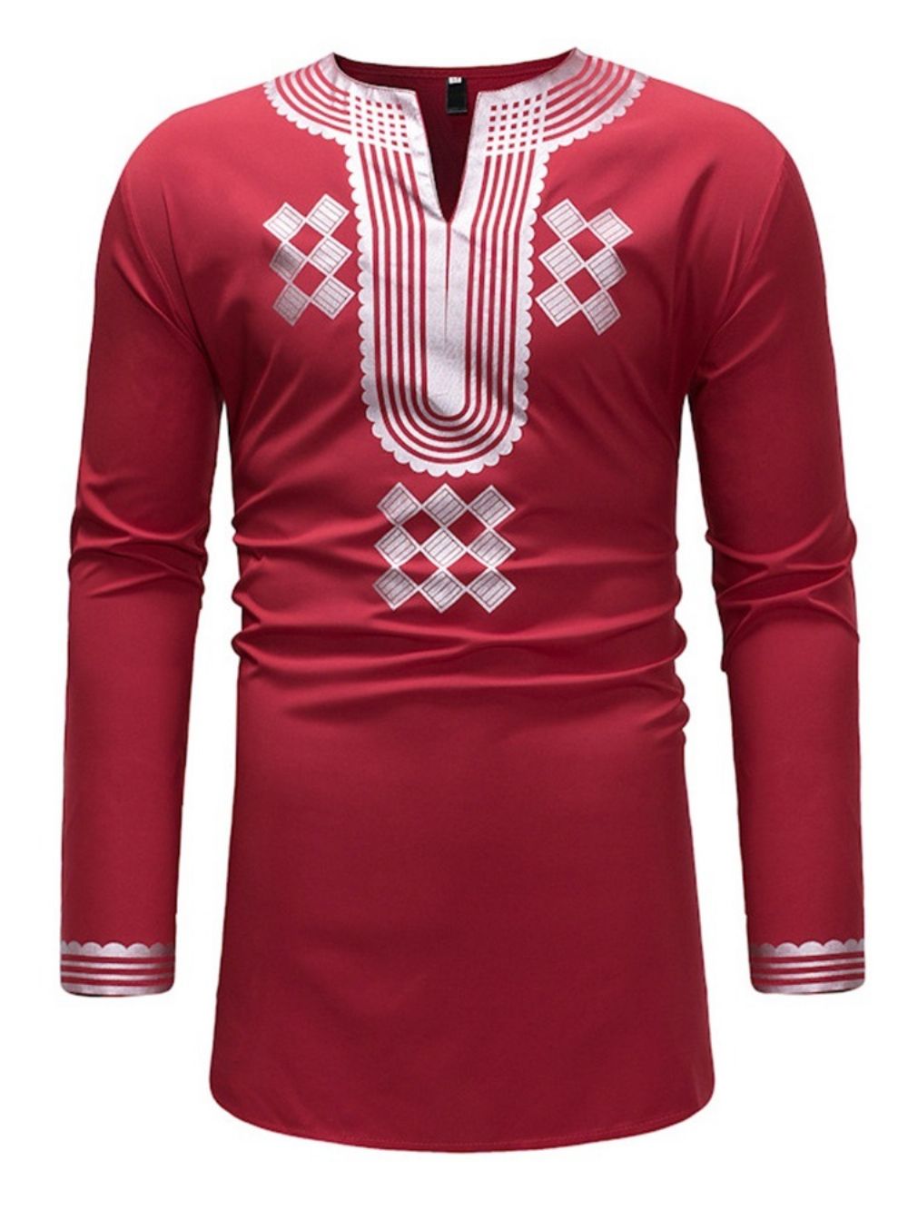 Camisetas Masculinas Casuais Com Estampa Geométrica Decote Em V Moda Africana Dashiki