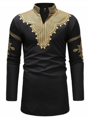 Camisetas Masculinas Casuais Com Gola Em V E Gola Em V Moda Africana Dashiki