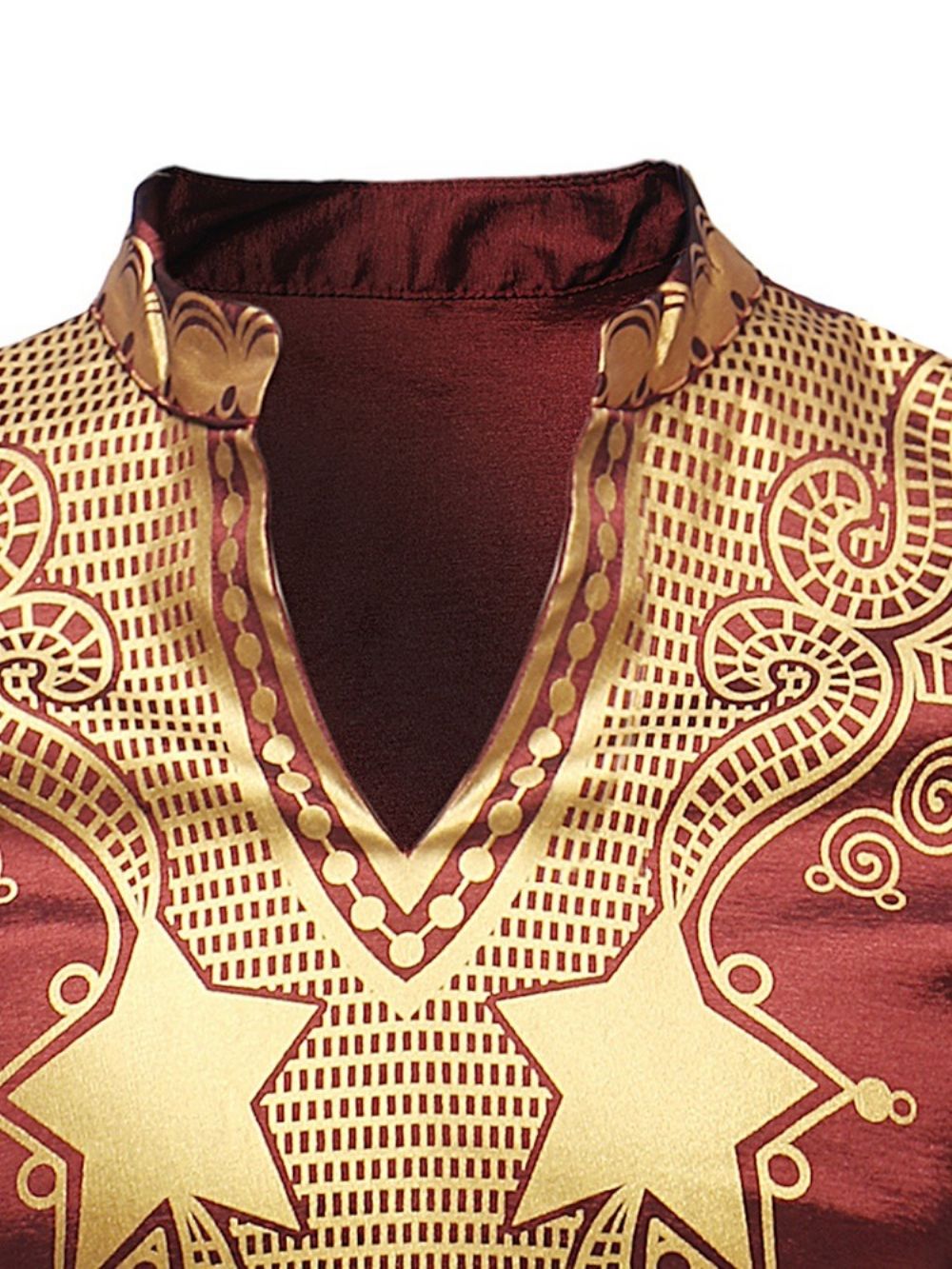 Camisetas Masculinas Casuais Moda Africana Dashiki Estampa Dourada