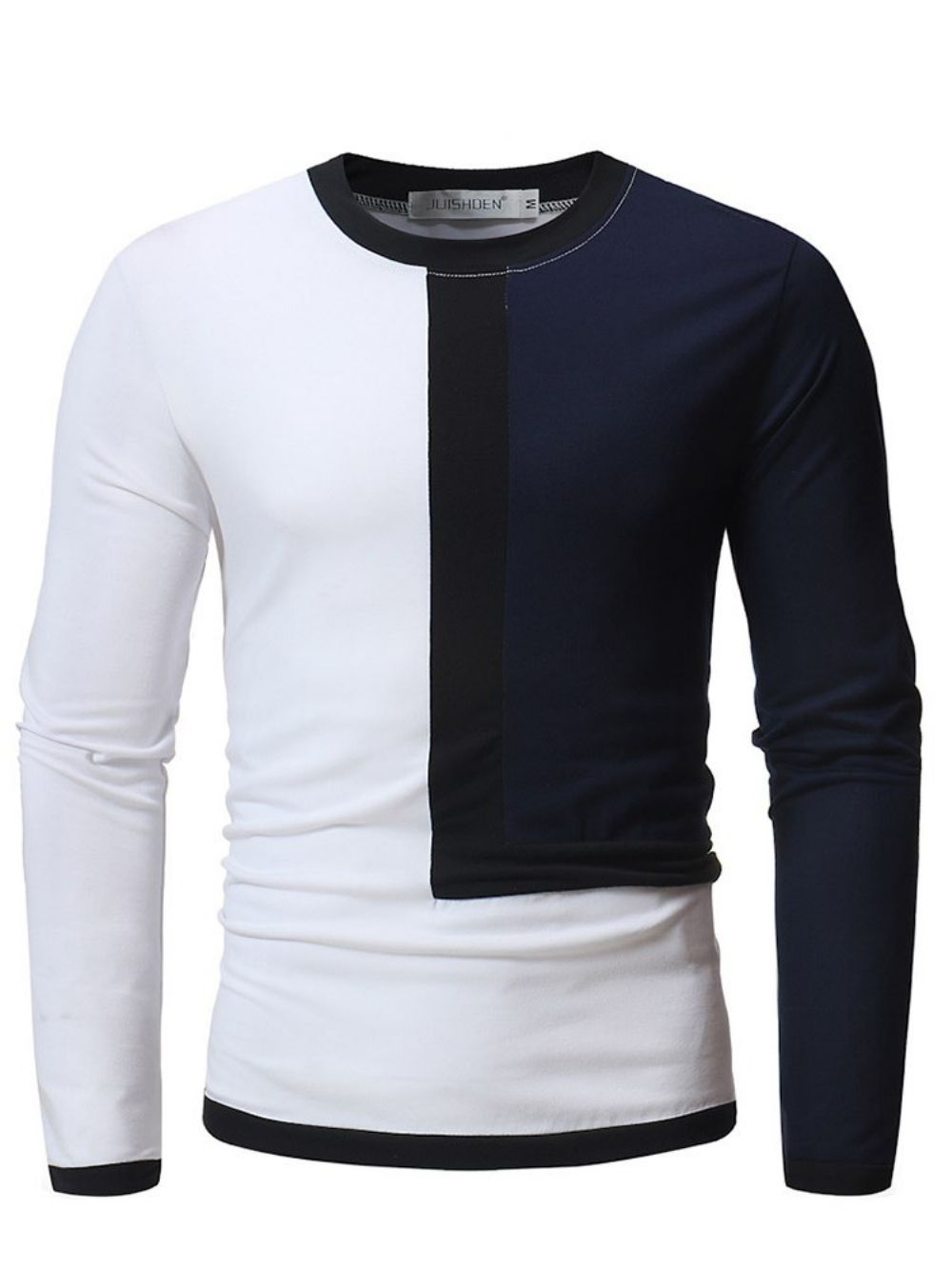 Camisetas Masculinas Casuais Patchwork Color Block Slim Scoop