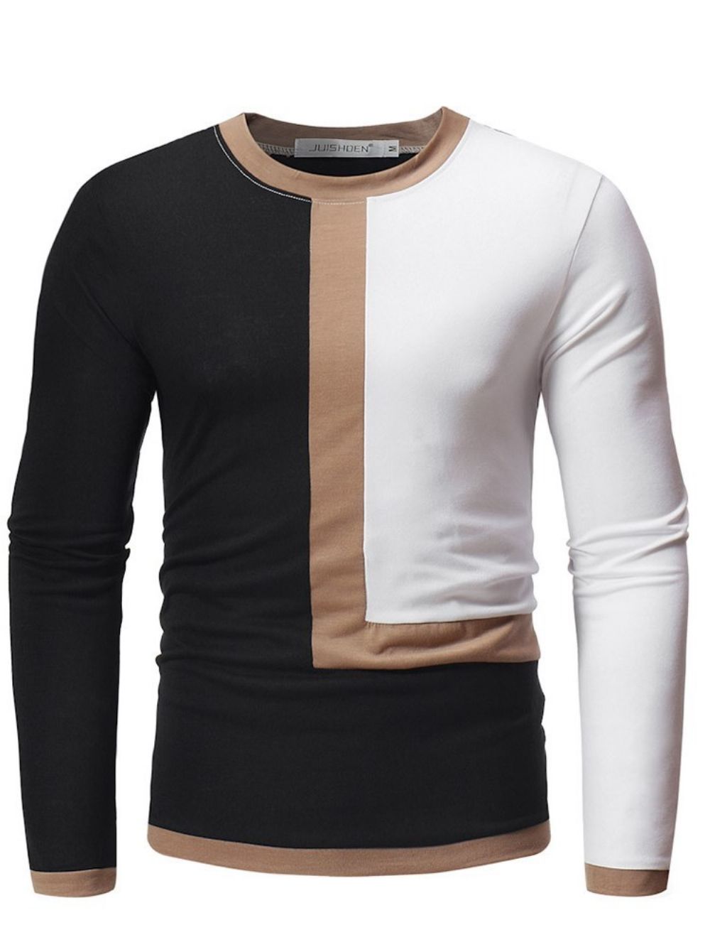 Camisetas Masculinas Casuais Patchwork Color Block Slim Scoop