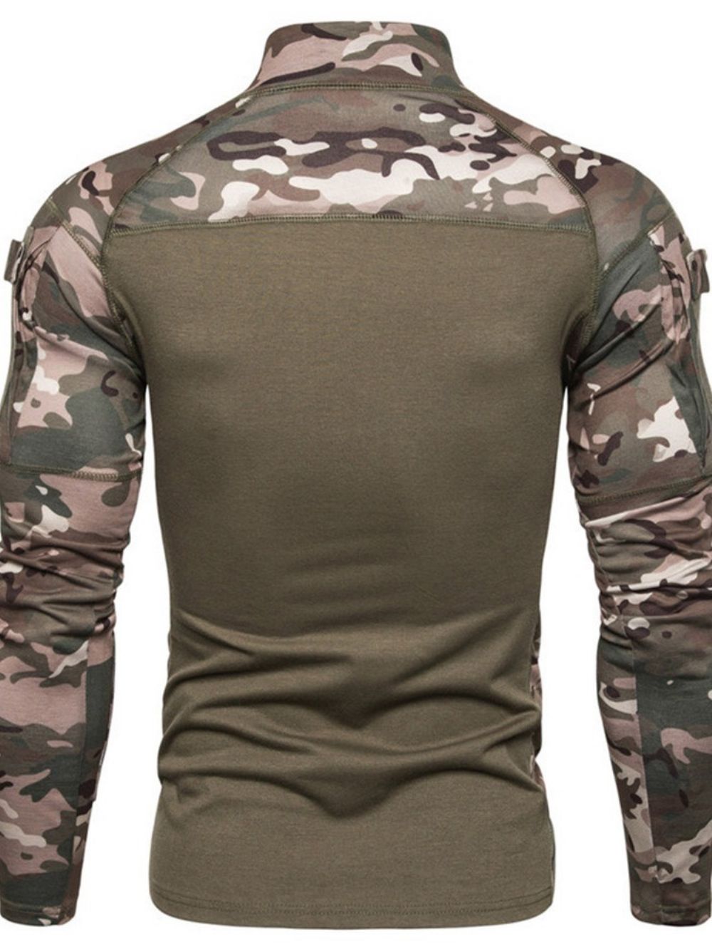 Camuflagem Casual Gola De Pé Masculina Slim Manga Longa