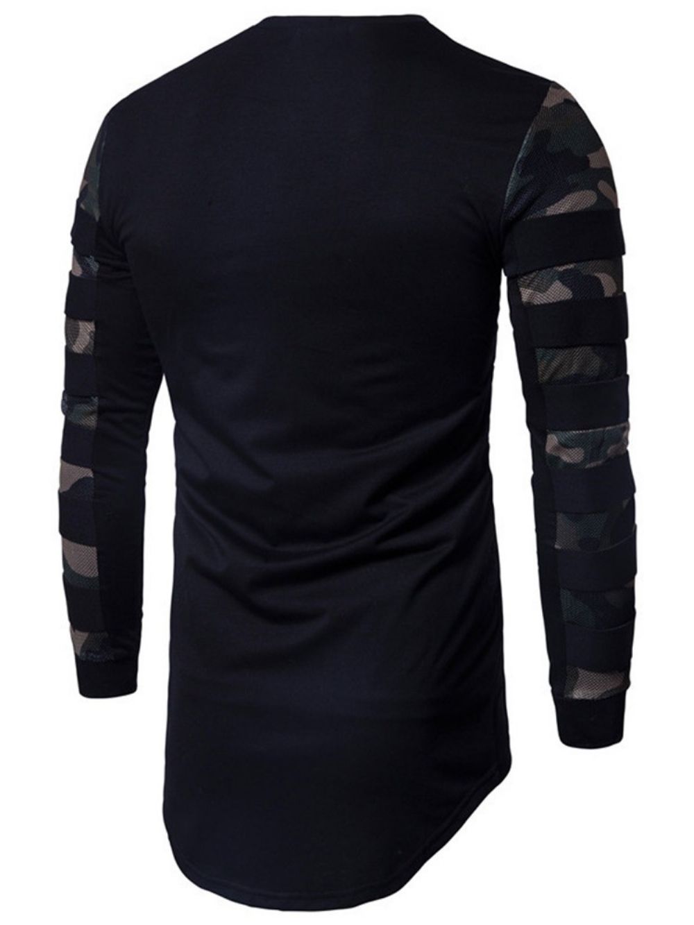 Camuflagem Casual Gola Redonda Slim Manga Longa Camiseta