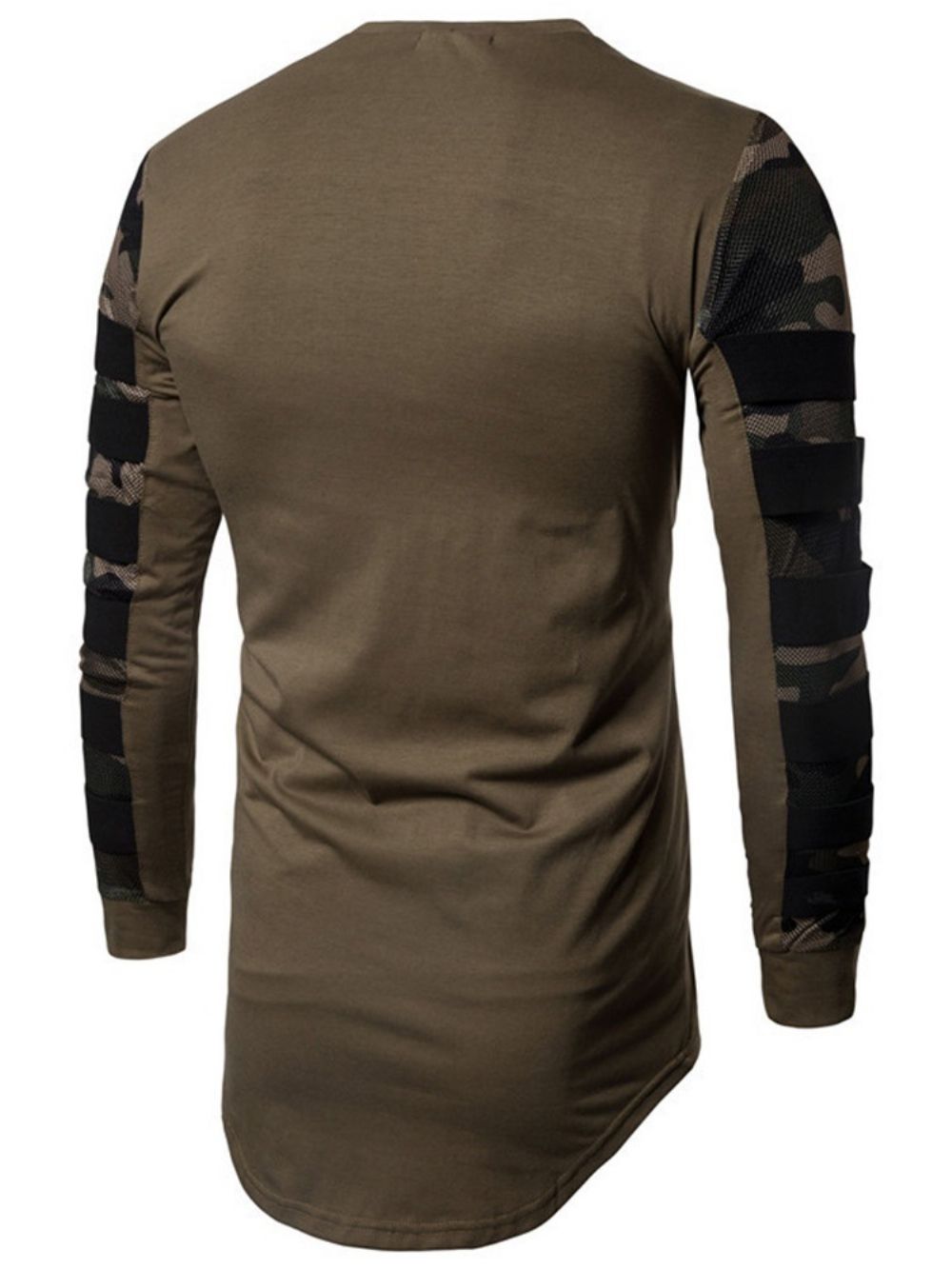 Camuflagem Casual Gola Redonda Slim Manga Longa Camiseta