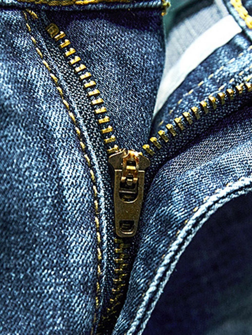 Calça Jeans Casual Bolso Simples Cintura Média Com Zíper