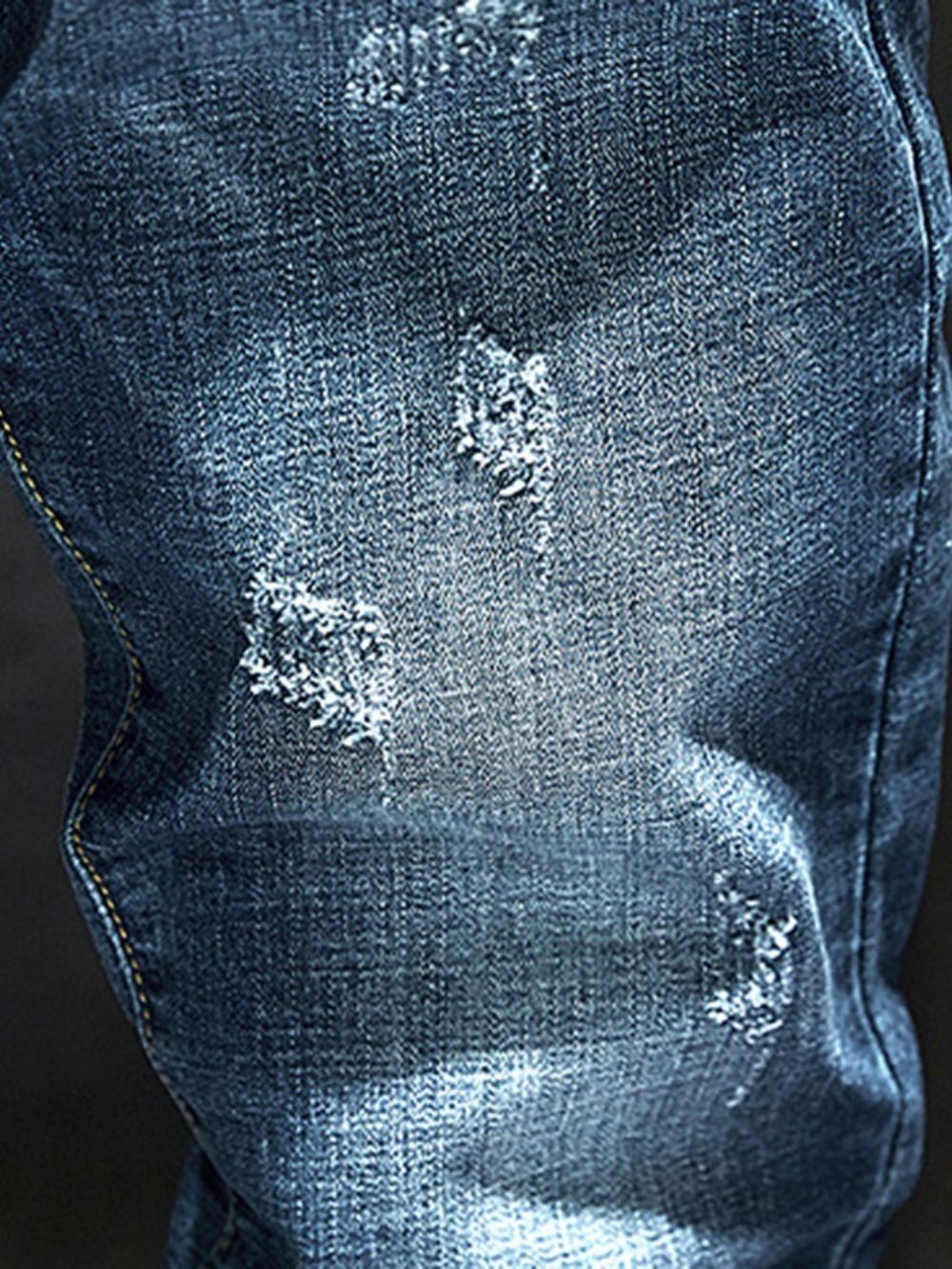 Calça Jeans Casual Bolso Simples Cintura Média Com Zíper