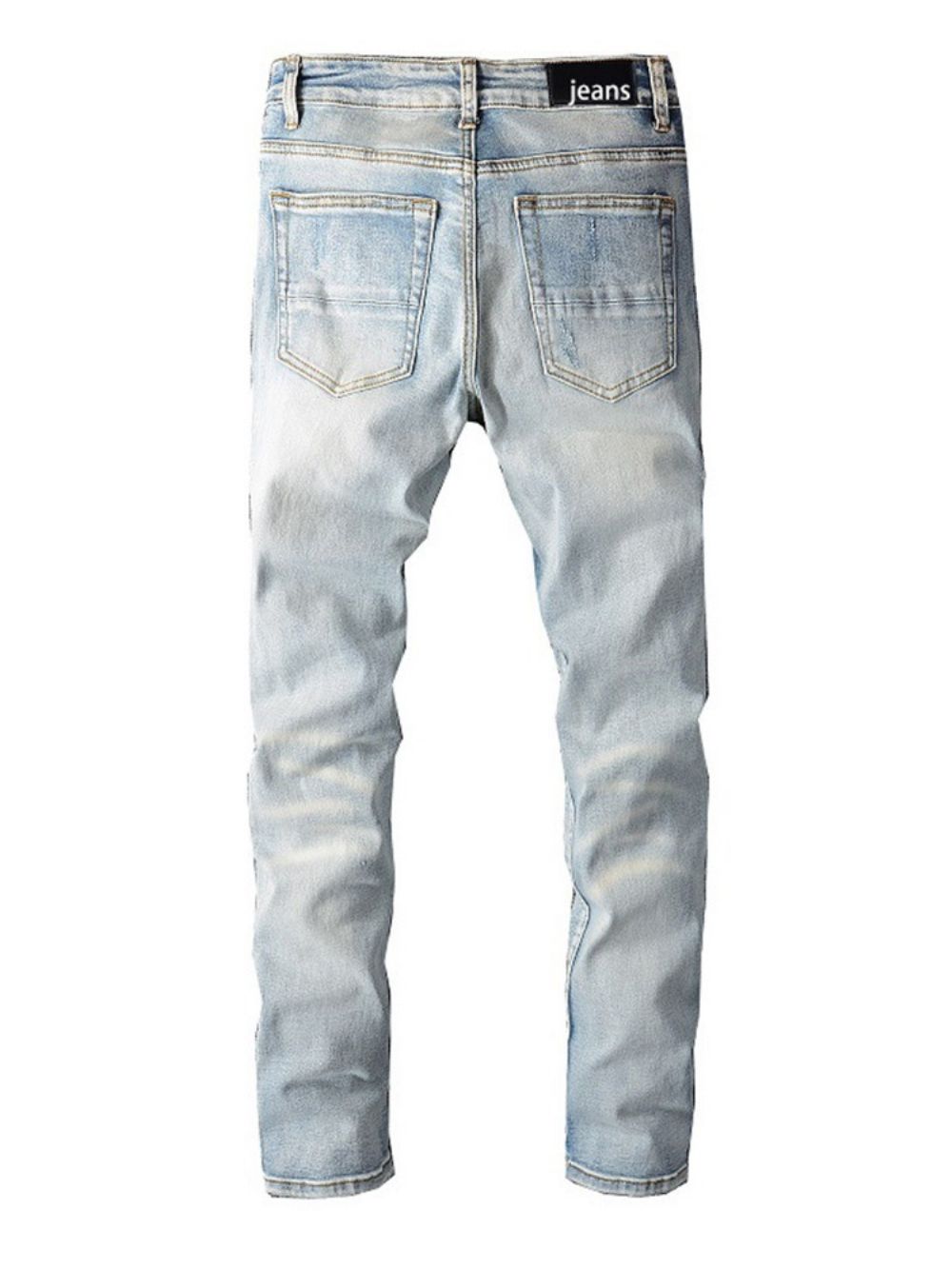 Calça Jeans Casual Hole Straight Zíper Cintura Média