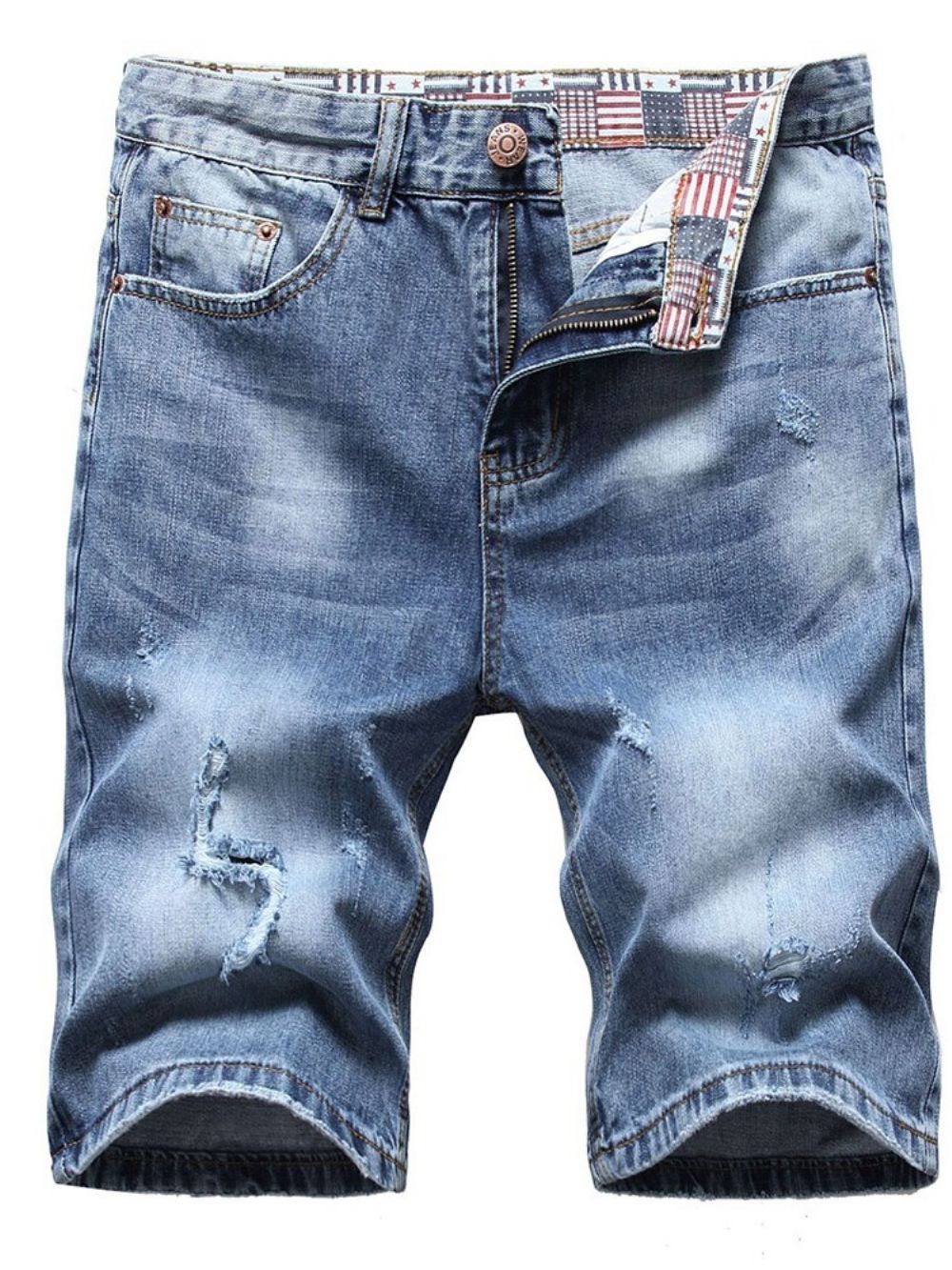 Calça Jeans De Cintura Média Com Zíper De Alta Qualidade