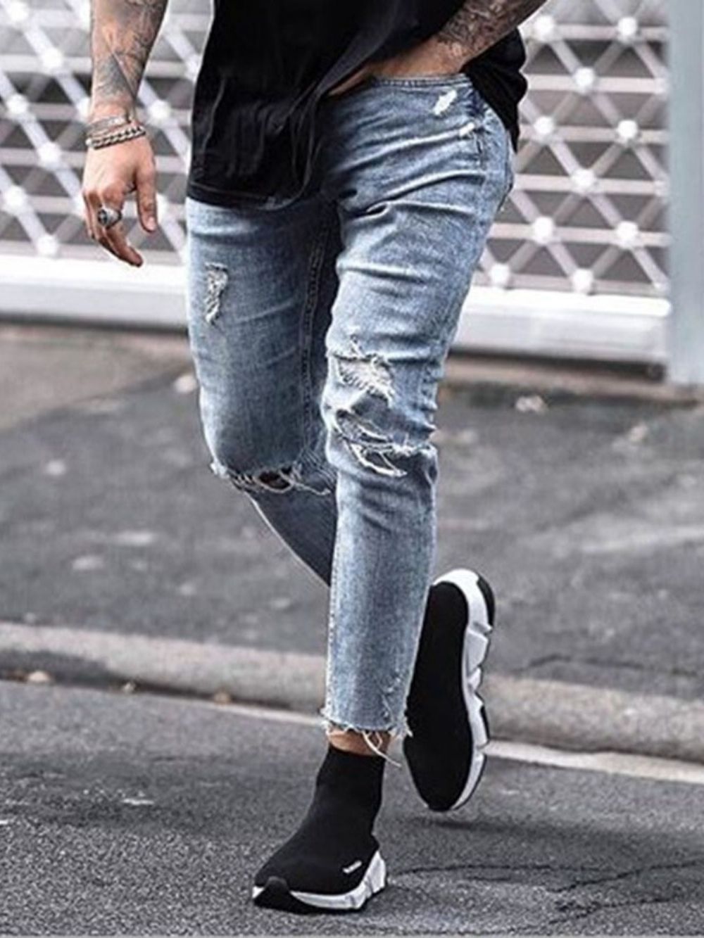 Calça Jeans Masculina Bolso Simples Com Zíper