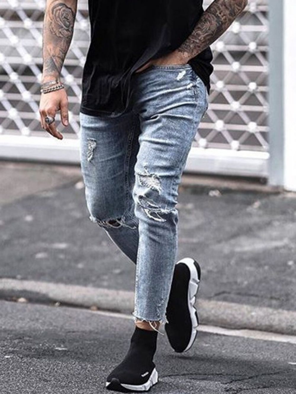 Calça Jeans Masculina De Bolso Simples Com Zíper