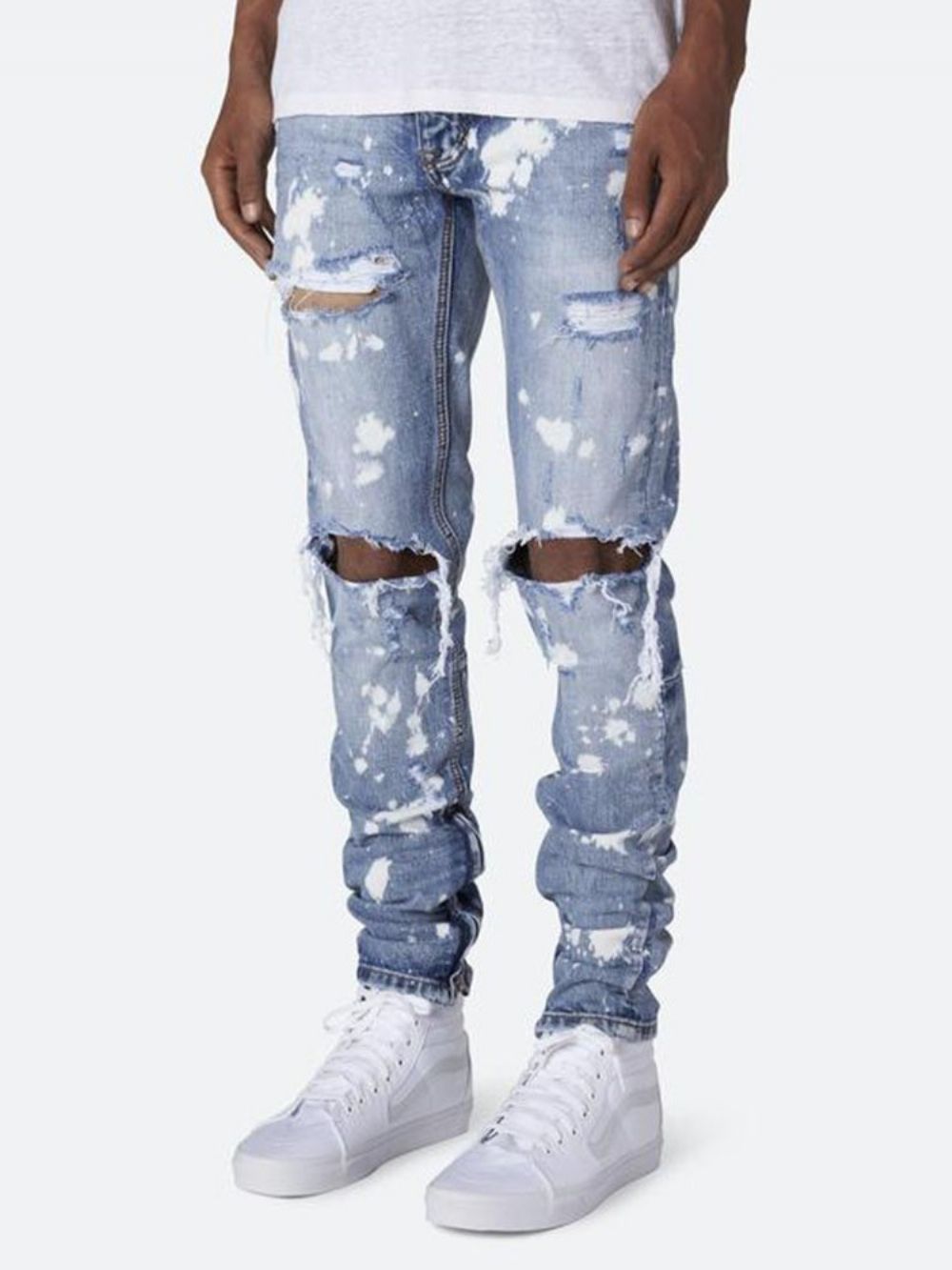 Calça Jeans Masculina Casual Cintura Média Com Zíper