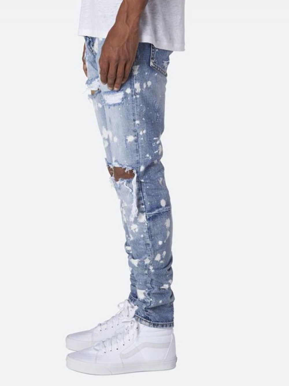 Calça Jeans Masculina Casual Cintura Média Com Zíper