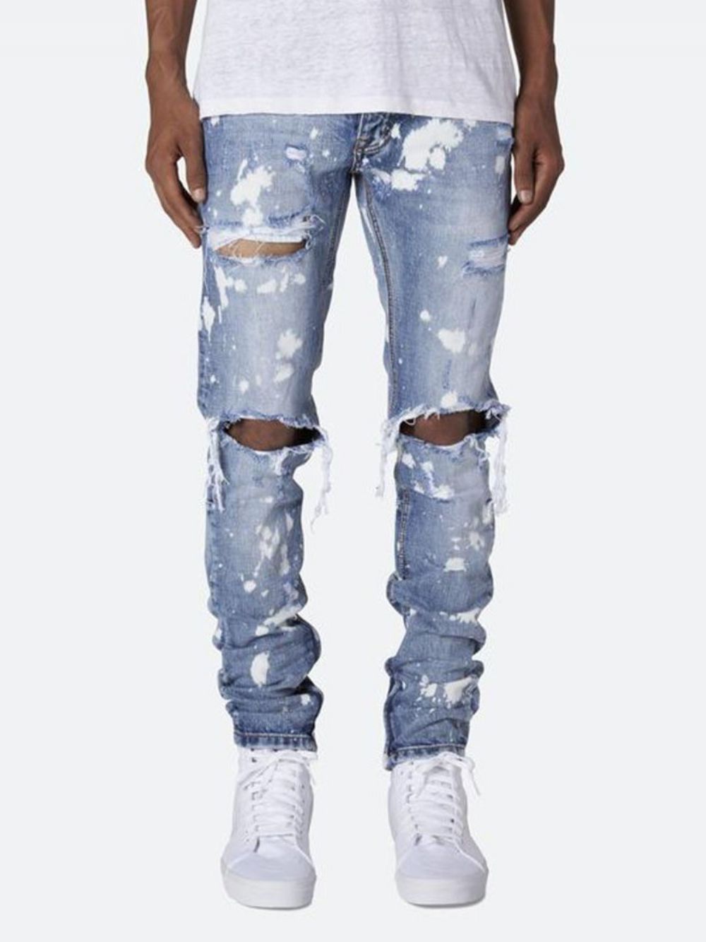 Calça Jeans Masculina Casual Cintura Média Com Zíper