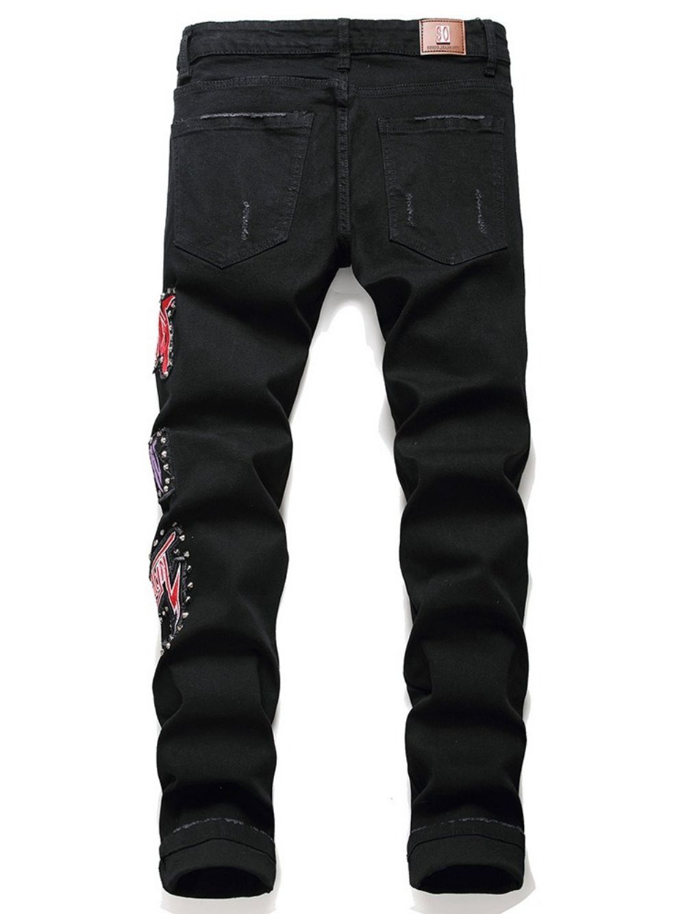 Calça Jeans Masculina Casual Com Estampa Reta Com Zíper