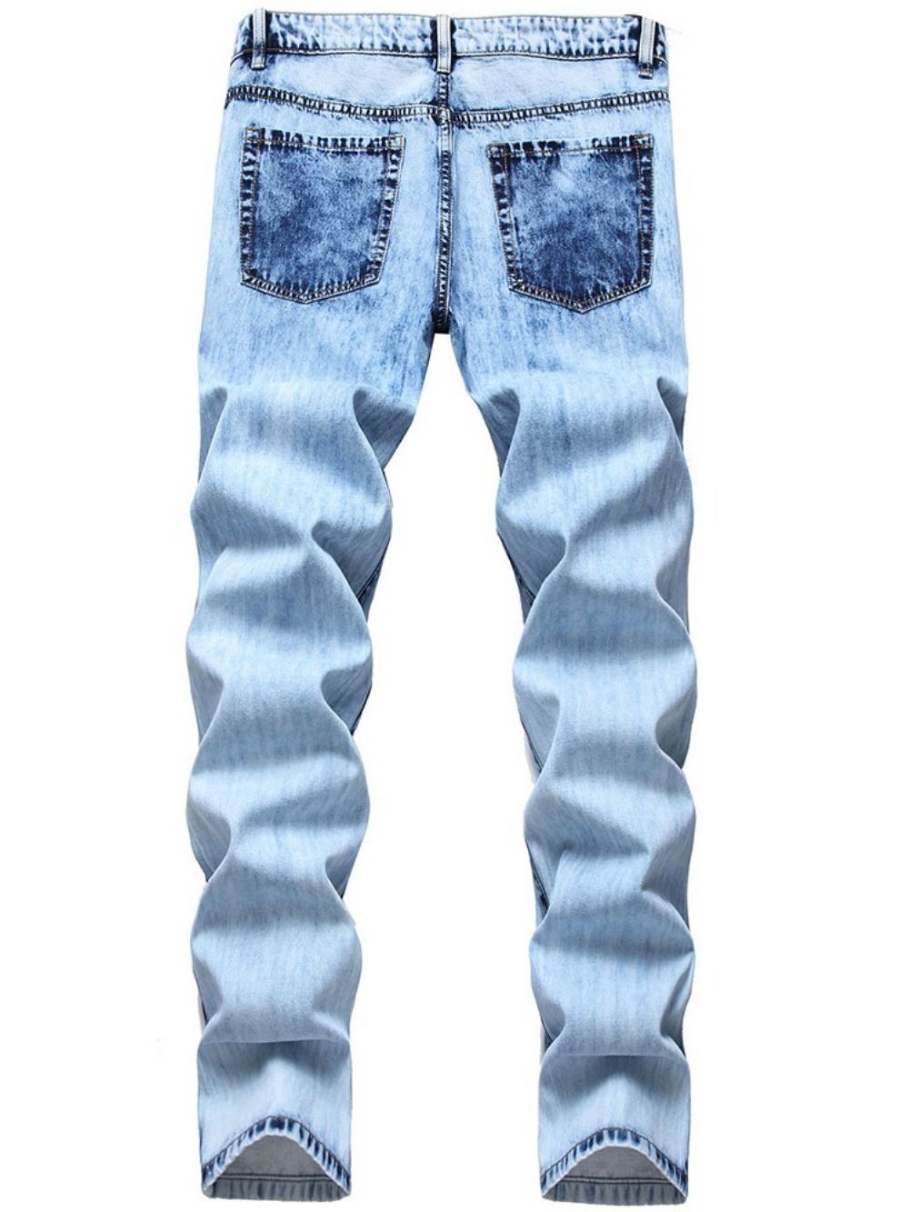 Calça Jeans Masculina Casual Com Zíper Liso E Liso Oco