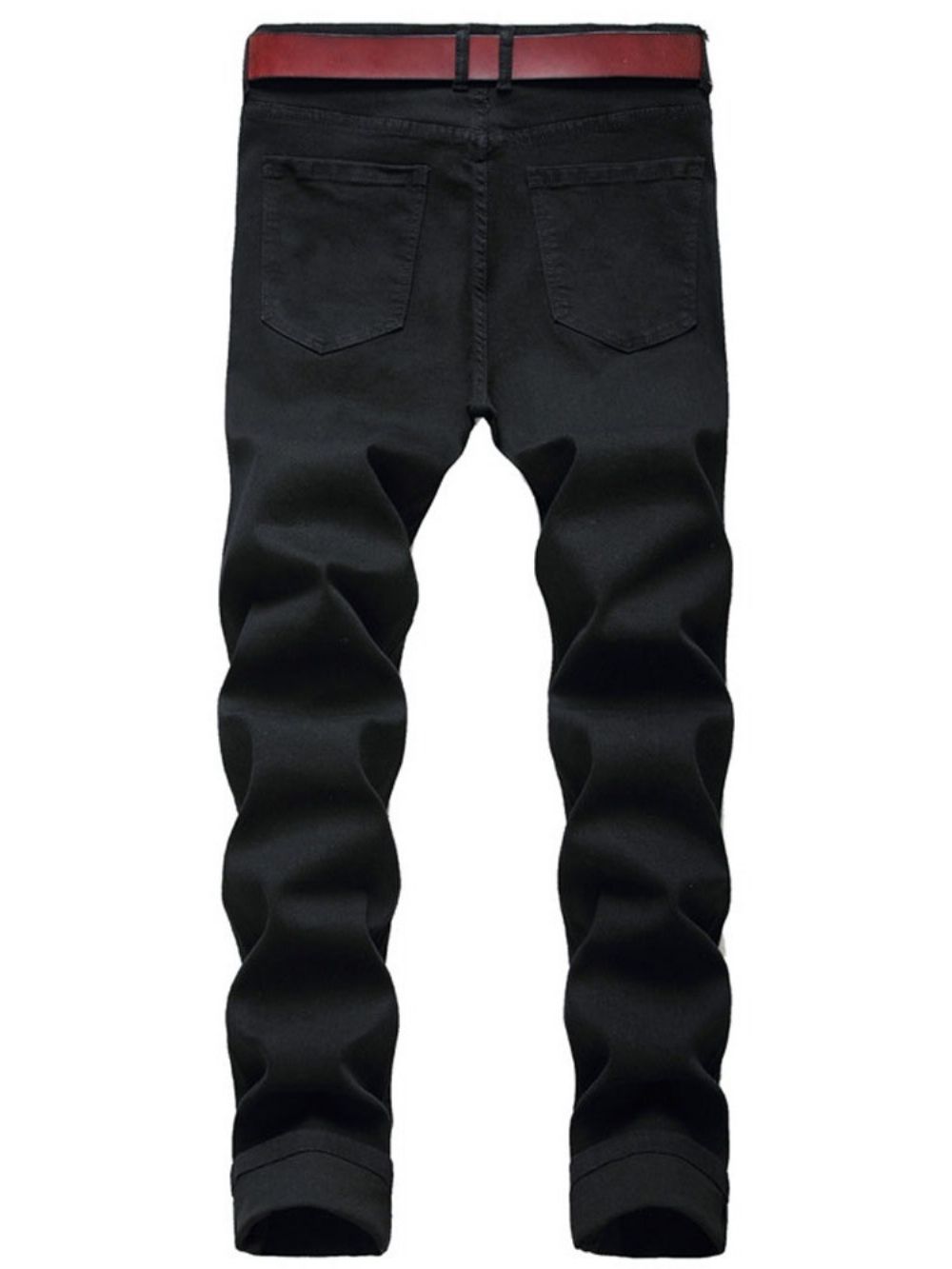 Calça Jeans Masculina Com Estampa Reta Casual Com Zíper