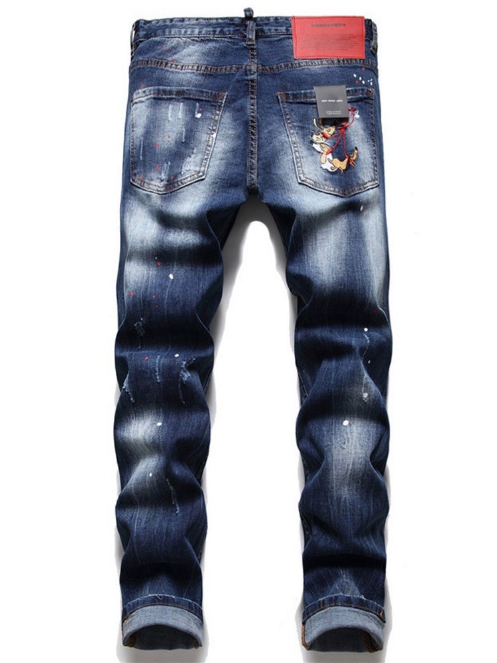 Calça Jeans Masculina Hip Hop Com Botão De Bolso Letter