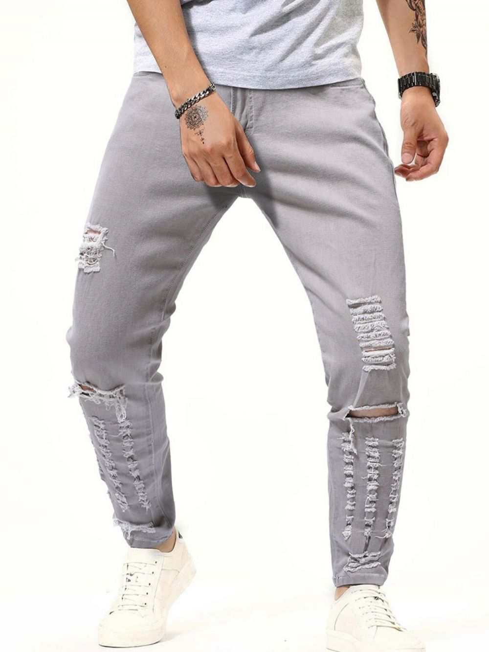 Calça Lápis Bolso Jeans Casual Masculino Com Zíper