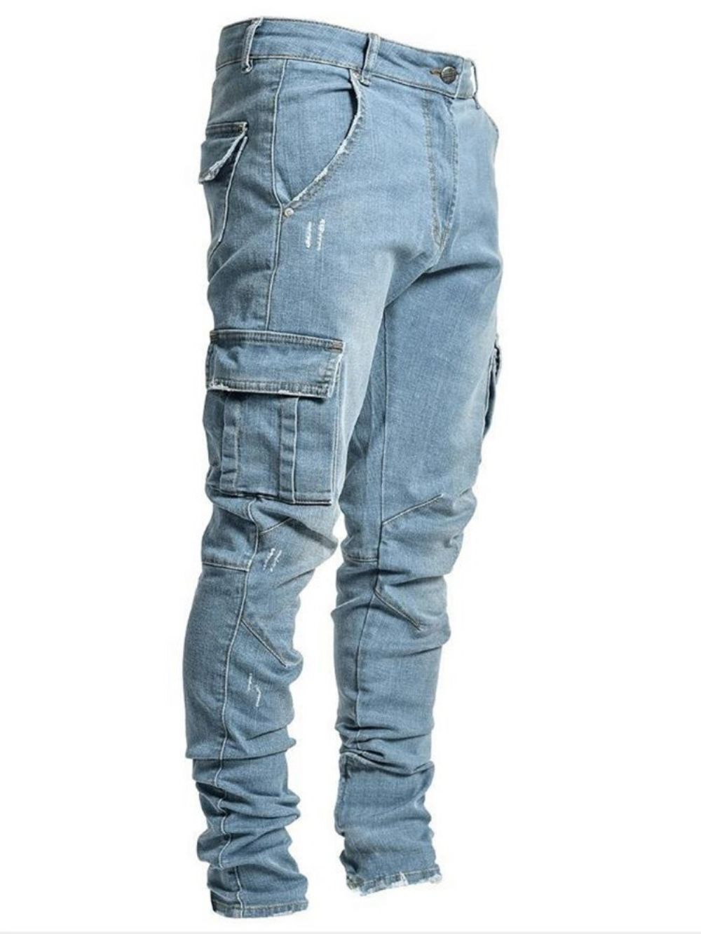 Calça Lápis De Bolso Simples Jeans Europeu Com Zíper