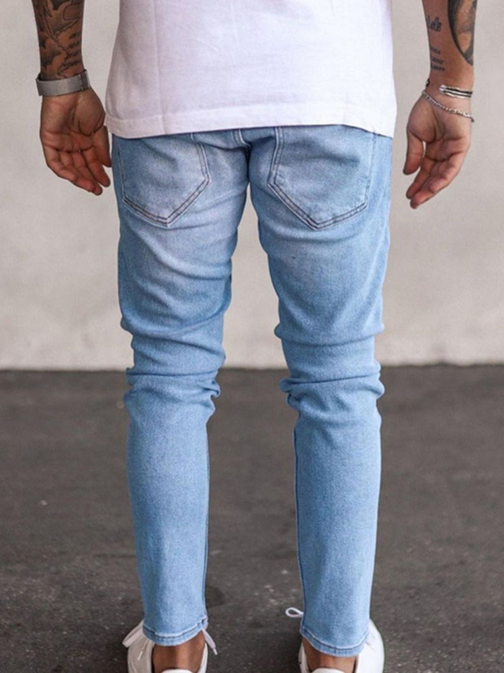 Calça Lápis Buraco Jeans Casual Europeu Com Zíper