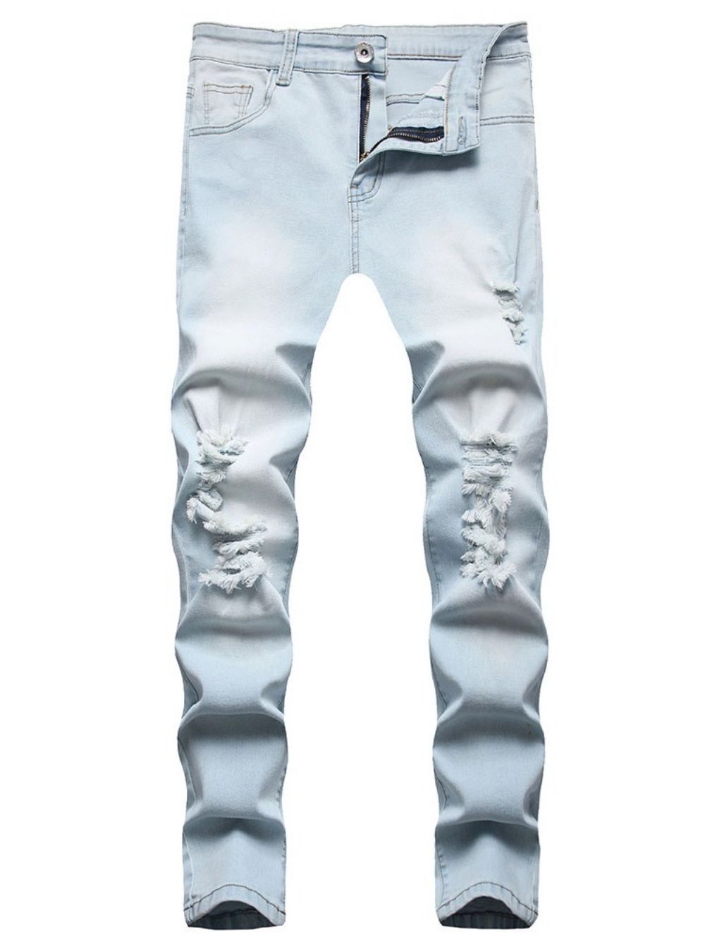 Calça Lápis Com Zíper Jeans Casual Com Zíper De Comprimento Total Masculino