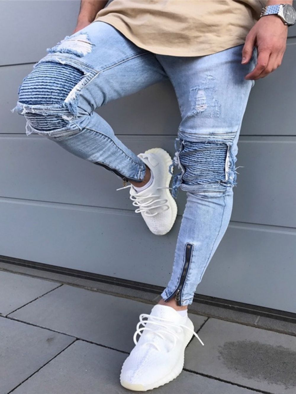 Calça Lápis Com Zíper Calça Jeans Simples Com Zíper Cintura Média