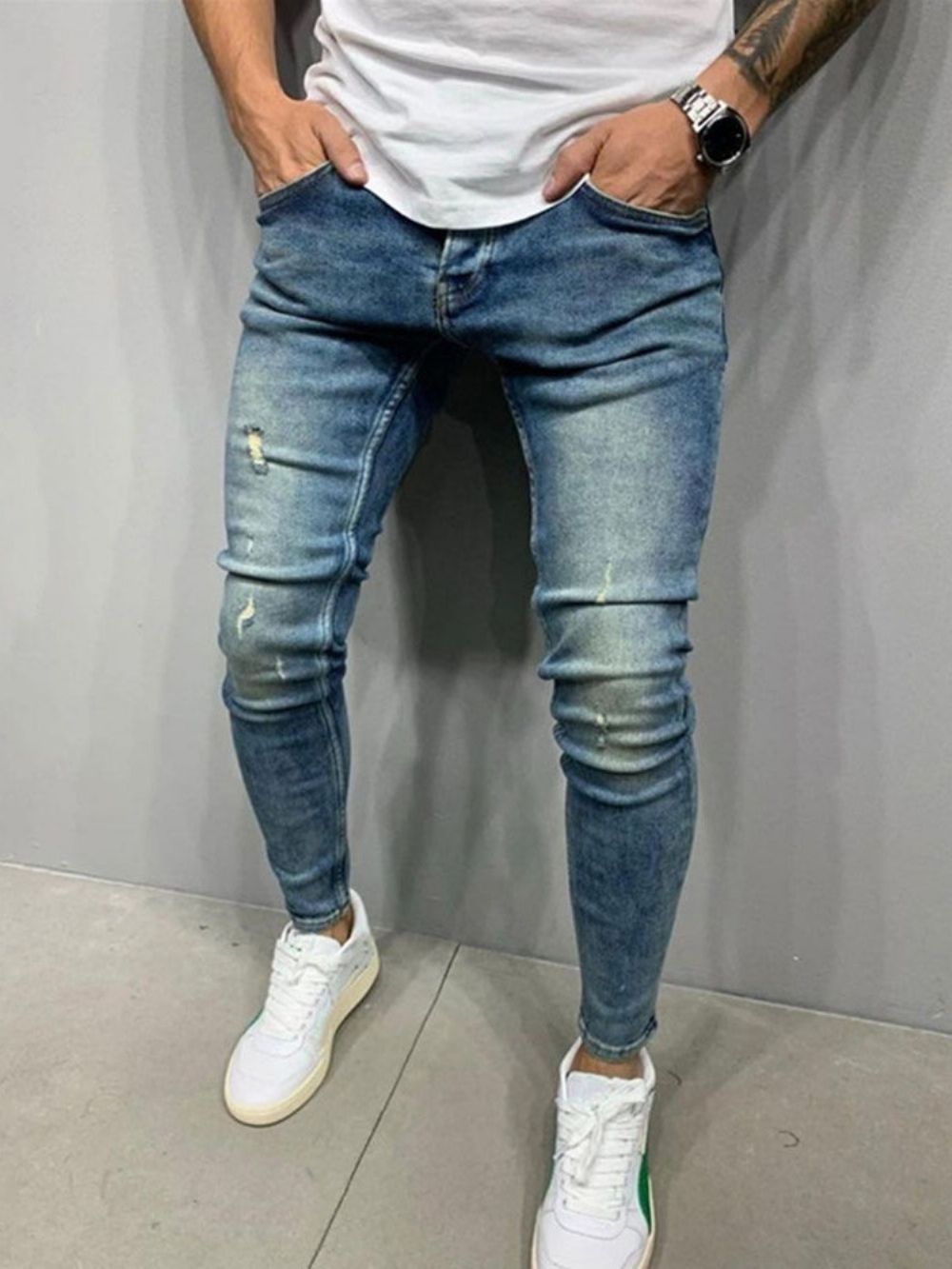 Calça Lápis Calça Jeans Casual Europeu De Cintura Média Usado Simples