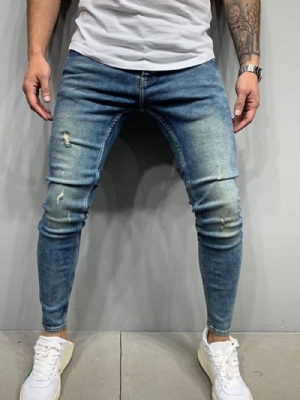 Calça Lápis Calça Jeans Casual Europeu De Cintura Média Usado Simples