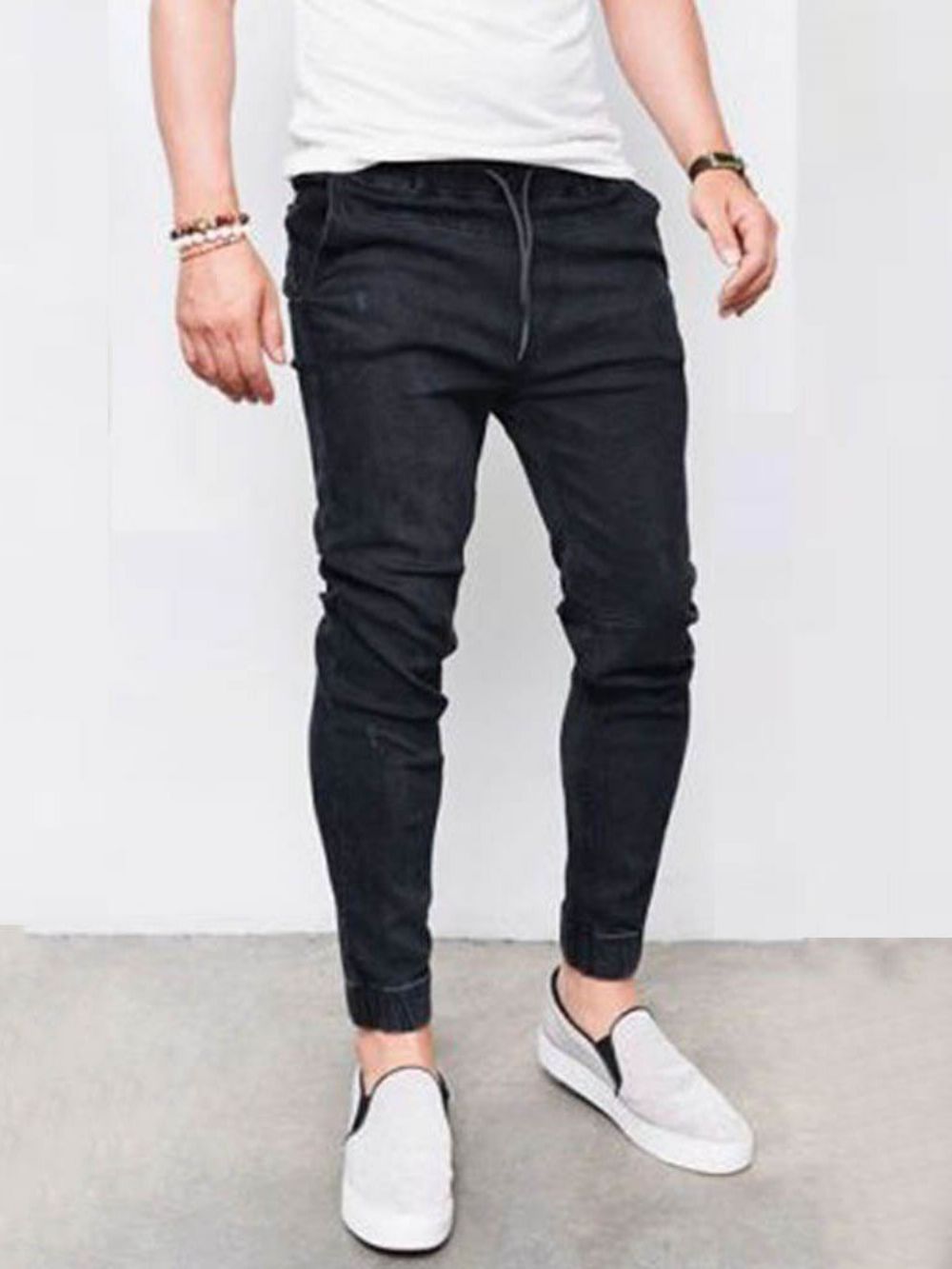 Calça Lápis Jeans Casual Masculina De Bolso Simples